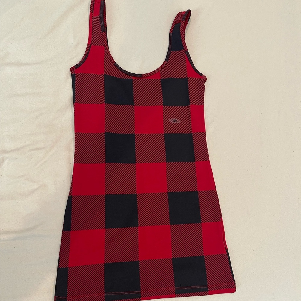 Maurices Bold Red and Black Checkered Tank Top